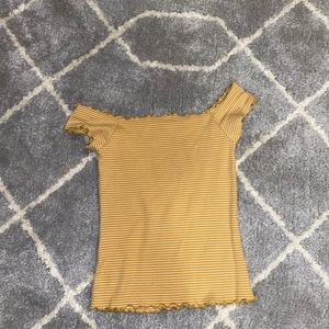 Trendy mustard yellow off the shoulder top